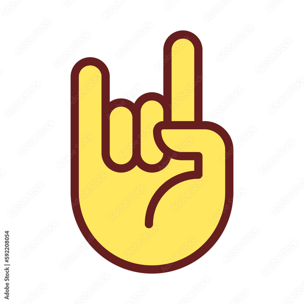 Poster horn gesture pixel perfect rgb color icon. punk subculture symbol. expression. body language. isolat