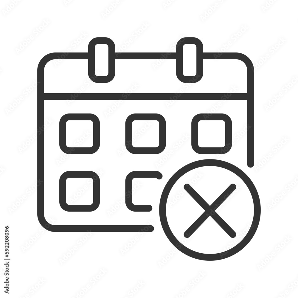 Poster decline event in calendar pixel perfect linear icon. delete meeting. remove task. cancel appointment