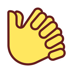 Obraz premium Clasped hands pixel perfect RGB color icon. Crossed fingers. Body language signal. Closed pose. Isolated vector illustration. Simple filled line drawing. Editable stroke. Arial font used