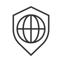Global security pixel perfect linear icon. International safety service. World protection. Thin line illustration. Contour symbol. Vector outline drawing. Editable stroke. Arial font used