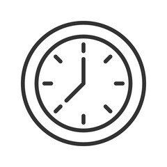 Clock face pixel perfect linear icon. Displaying time. Showing hours and minutes. Timekeeping tool. Thin line illustration. Contour symbol. Vector outline drawing. Editable stroke. Arial font used