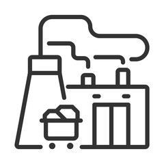 Fuel power plant pixel perfect linear icon. Thermal power station. Convert combustion into energy. Produce electricity. Thin line illustration. Contour symbol. Vector outline drawing. Editable stroke