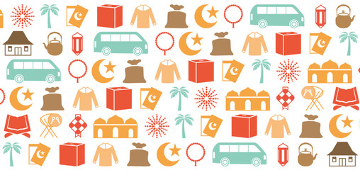 Eid Mubarak islamic celebration icon set, tone color icon vector illustration