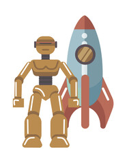 Kids toys, robot and rocket plaything boy games