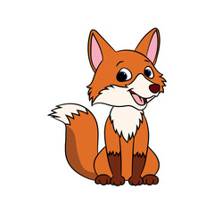 Vector brown fox sitting .