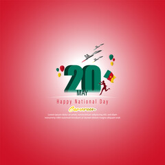 Vector illustration for Happy National Day Cameron social media story feed mockup template post