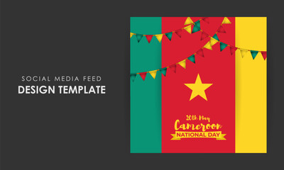 Vector illustration of Cameroon National Day social media story feed mockup template