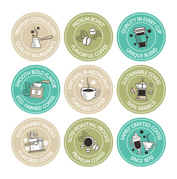 Sticker set for coffee ingredient package design