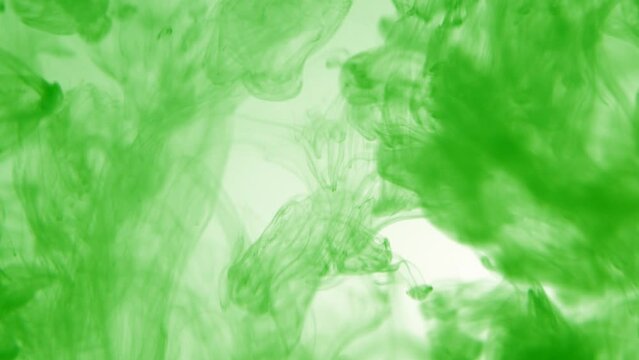 Abstract fantasy background of green ink dissolving in water