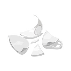 A broken cup. Vector illustration isolated on white background.