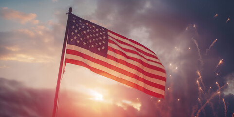 USA national flag. 4th of July, Independence Day banner. Generative ai