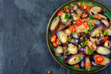 Warm vegetable salad, space for text