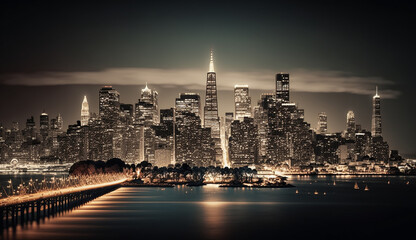 Cityscape of San Francisco at night Generative AI