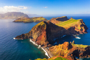 Aerial view of the Ponta de Sao Lourenco peninsula, Madeira, Portugal