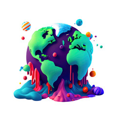 3d icon Planet earth day, national pollution prevention day, world environment day. Concept of prevention against environmental pollution and care of our planet isolated Transparent background png. Ge