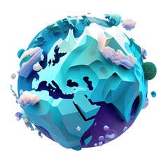 Ozone holes on the planet, the global problem of the Earth, 3D icon isolated background transparent png. Generative ai