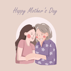 Fototapeta na wymiar HAPPY MOTHER'S DAY MOTHER DAY MUMMY MUM GRANDMOTHER MOTHER AND BABY WOMEN DAY HAND DRAWN VECTOR