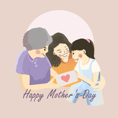 HAPPY MOTHER'S DAY MOTHER DAY MUMMY MUM GRANDMOTHER MOTHER AND BABY WOMEN DAY HAND DRAWN VECTOR
