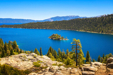 Fannette Island located in the Emerald Bay of Lake Tahoe, California