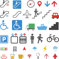 移動手段・乗り物のピクトグラムイラストセット