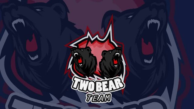 animated 4k two bear logo E sports Tournament Badge Logo Intro for Gaming League or Sports Team 