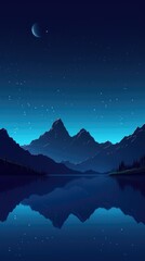 Landscape night illustration wallpaper, made with generated ai