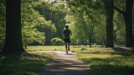 Person running in the park, made with generated ai