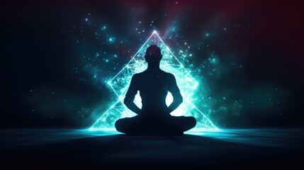 Person sitting in lotus position and meditate, made with generative ai