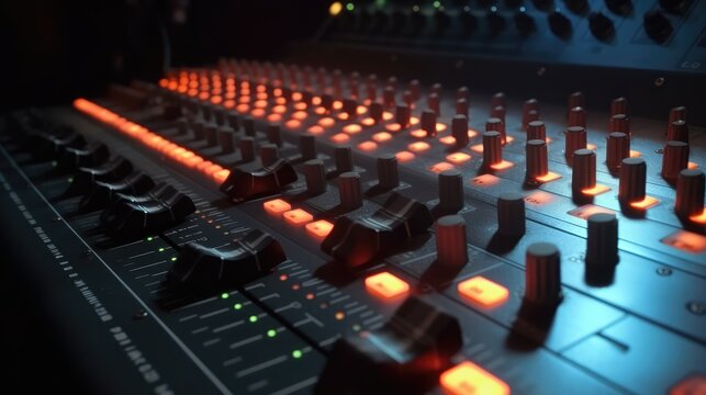 close up shot of  mixer console, made with generative ai