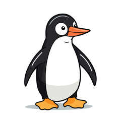Mascot of cute baby polar penguin. Cartoon flat character vector illustration