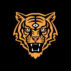 three eyed tiger vector mascot logo