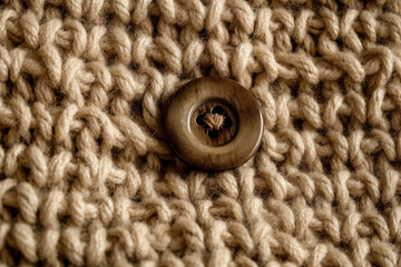close up of knitted wool with a button