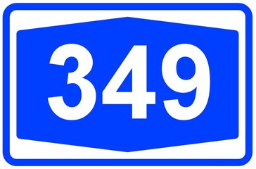 Illustration eines Autobahnschildes der Autobahn 349 in Deutschland	