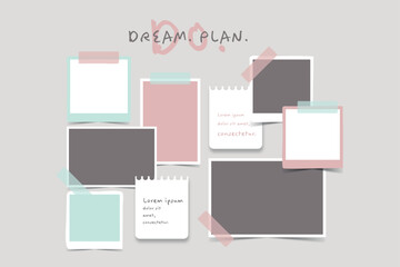  Vector photo collage template moodboard pictures grids vector illustration