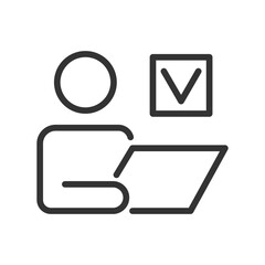 Individual tasks pixel perfect linear icon. Productive work management. Complete project. Thin line illustration. Contour symbol. Vector outline drawing. Editable stroke. Arial font used