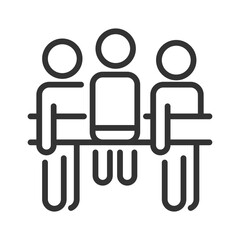 Social loafing pixel perfect linear icon. Group responsibility. Collaborative process. Thin line illustration. Contour symbol. Vector outline drawing. Editable stroke. Arial font used