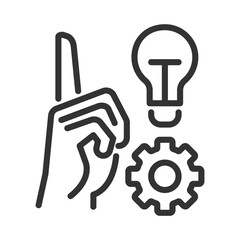 Generate new idea pixel perfect linear icon. Inspiration for project. Strategy for development. Thin line illustration. Contour symbol. Vector outline drawing. Editable stroke. Arial font used