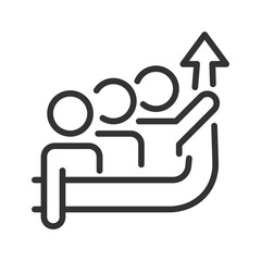 Common goal pixel perfect linear icon. Motivation for success. Growth in group progress. Thin line illustration. Contour symbol. Vector outline drawing. Editable stroke. Arial font used
