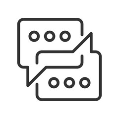 Sharing opinions pixel perfect linear icon. Discussion of project. Conversation for collaboration. Thin line illustration. Contour symbol. Vector outline drawing. Editable stroke. Arial font used