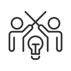 Conflict management pixel perfect linear icon. Mediation and negotiation in team. Cooperation. Thin line illustration. Contour symbol. Vector outline drawing. Editable stroke. Arial font used