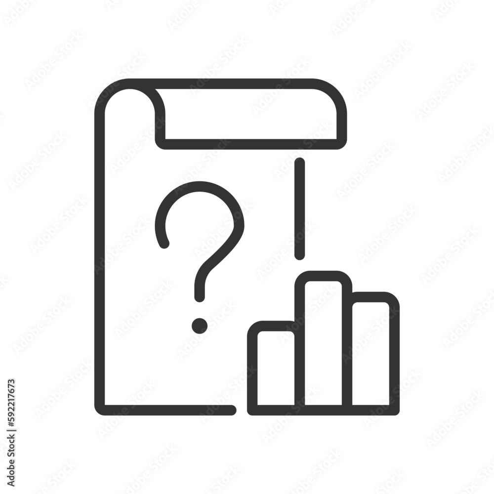 Poster unclear data linear icon. business infographic issues. document and information resource. thin line 