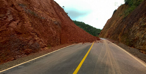 Landslide along the road