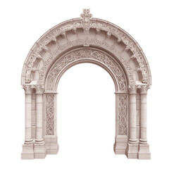 Obraz premium Stone vintage arch door Elements of the architecture of buildings in the Gothic style on isolated transparent background png. Generative ai
