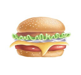 Burger. Street food. Digital illustration