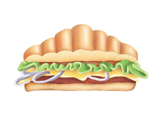 Sandwich. Street food. Digital illustration