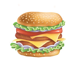 Burger. Street food. Digital illustration