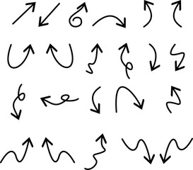 Hand drawn arrow vector icons set. Sketch arrow design for businessplan and education.