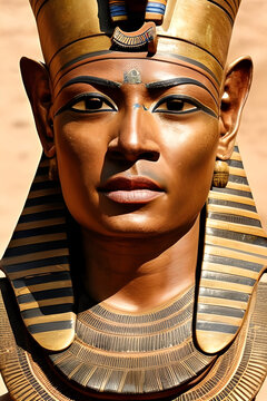 Portrait of a pharaoh from ancient egypt. Egyptian God. Generative Artificial Intelligence.