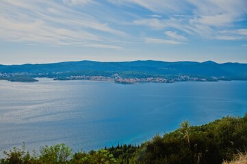 Aerial view of Korcula Island, Croatia.