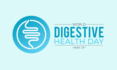 Vector illustration of world digestive health day on 29th may. Stomach health awareness campaign banner.
